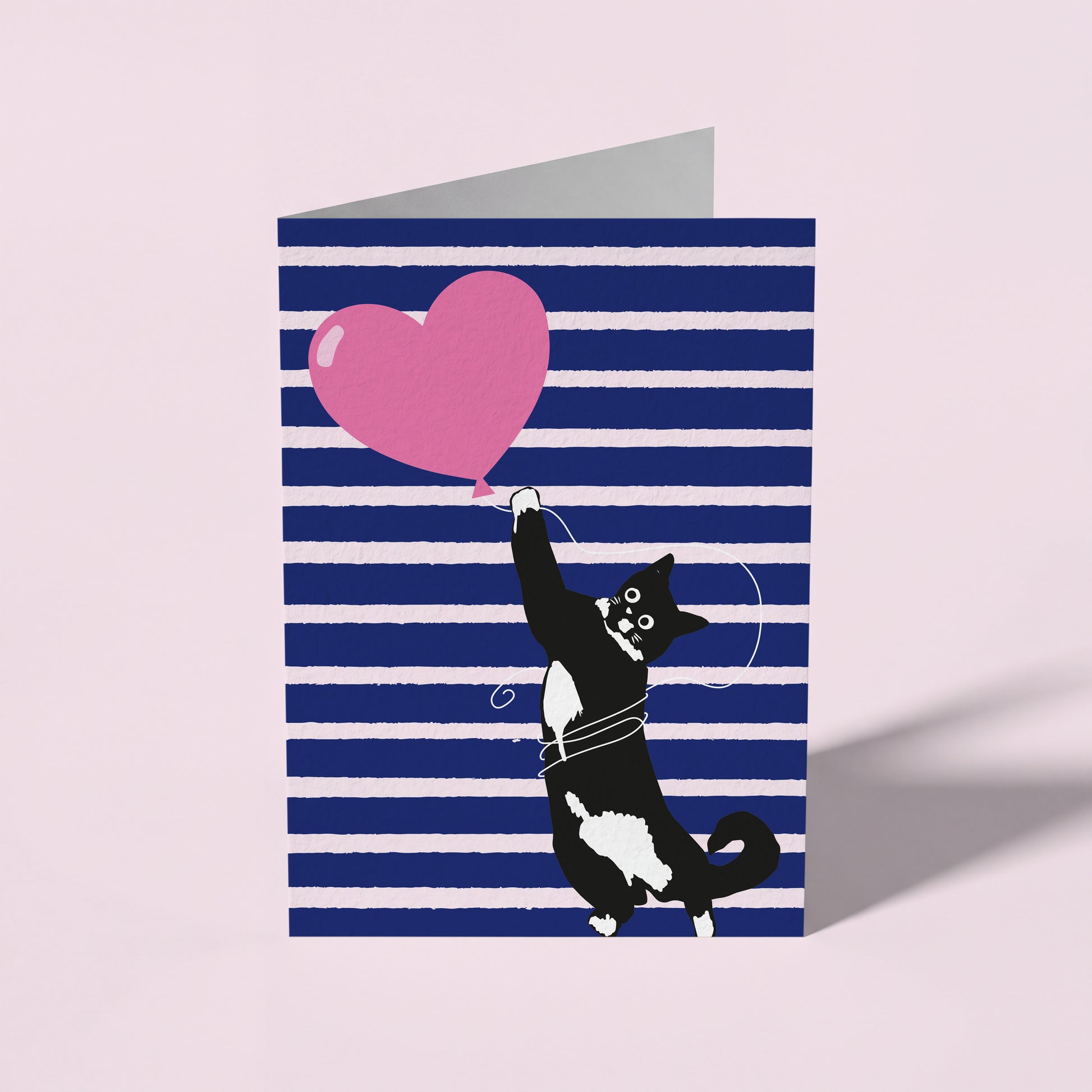 Cat Heart Balloon - Love Card
