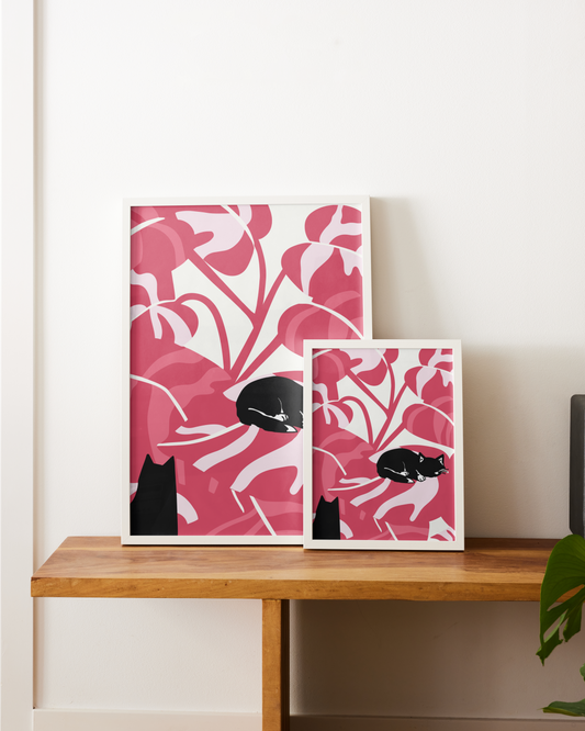 Cats & Plants Print